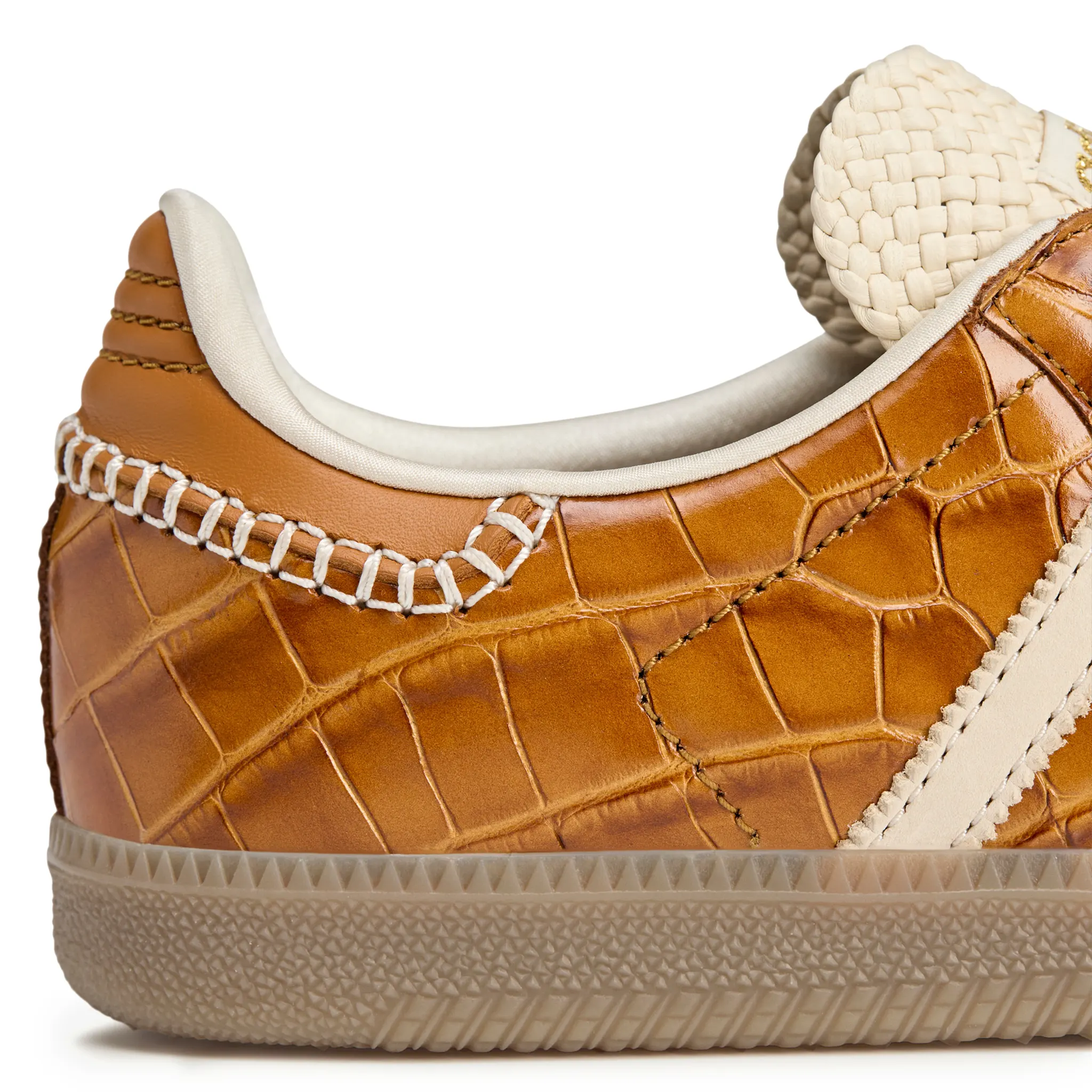 Heel view of Adidas Samba Wales Bonner Brown Croc JH9826